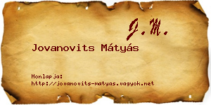 Jovanovits Mátyás névjegykártya
